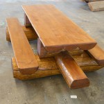 Log picnic table with end seats by Log and Timber Works Saskatchewan