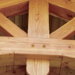 Custom designed timber frame truss joinery in a timber frame home by Log and Timber Works Saskatchewan