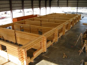Custom designed log resort building being constructed by Log and Timber Works Saskatchewan