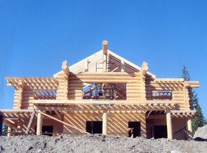 Custom designed luxury log home being constructed by Log and Timber Works Saskatchewan