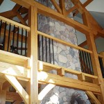 Interior of a completed custom designed timber frame home by Log and Timber Works Saskatchewan
